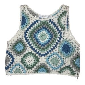 Altar'd State Blue Green Crochet Crop Top